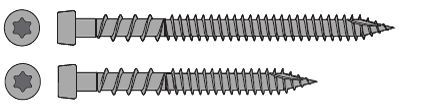 PP Screw Sizes Side View